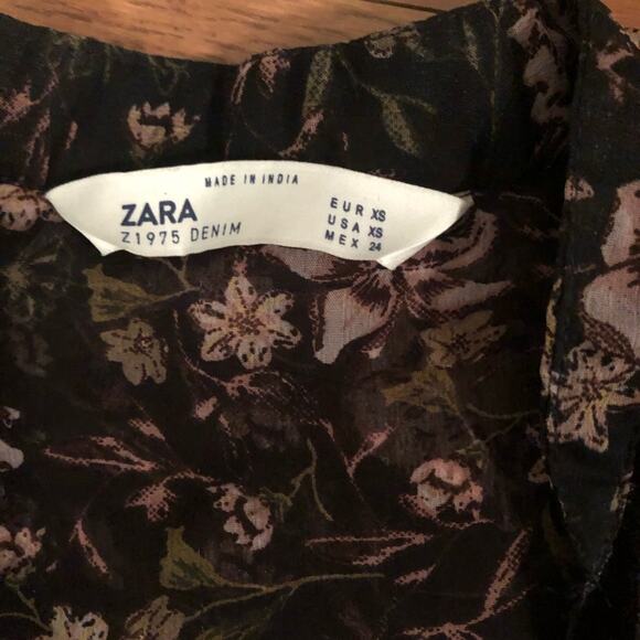 Zara Floral Blouse Black Pink - Picture 2 of 4